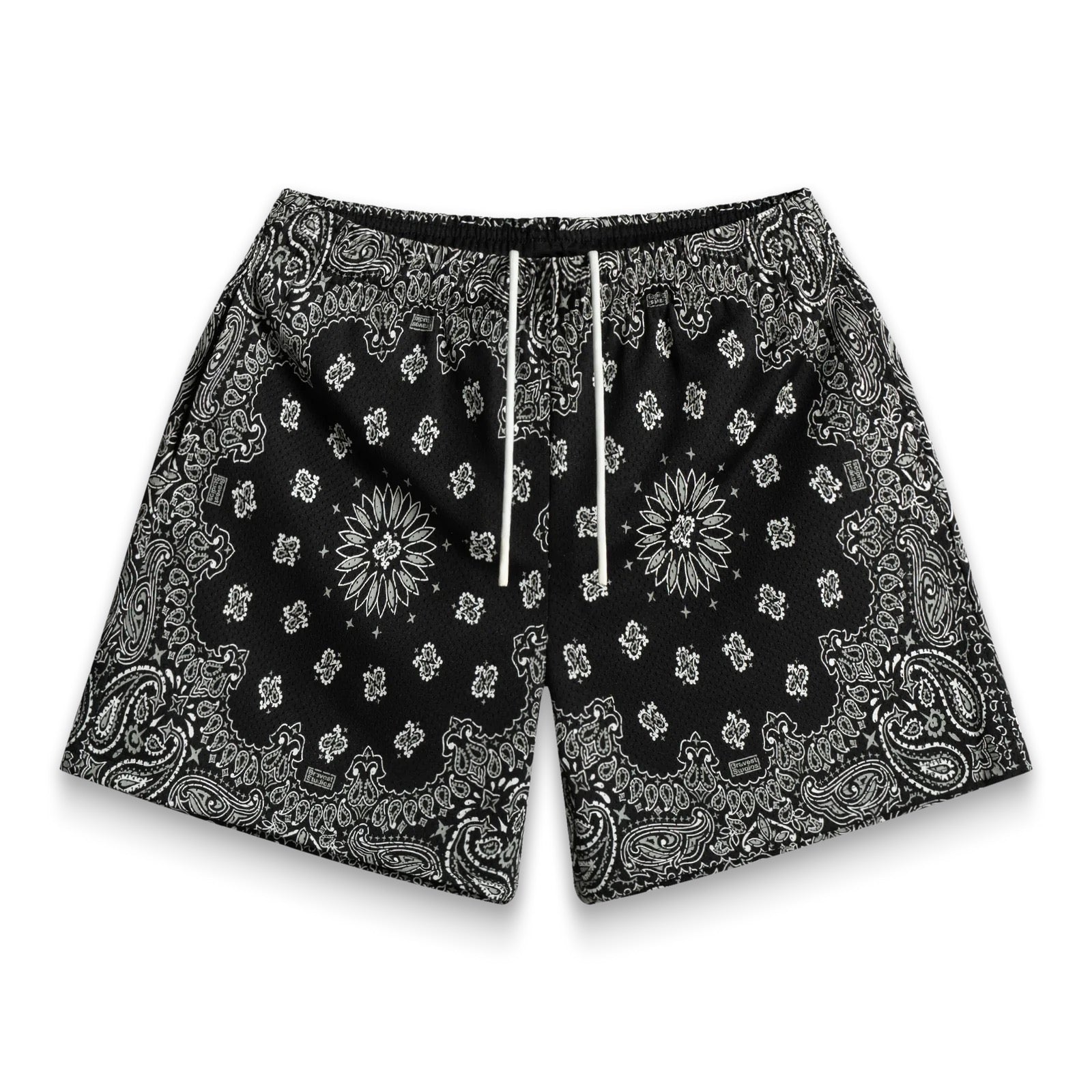 BRAVEST STUDIOS PAISLEY TWO-TONE BLACK SHORTS