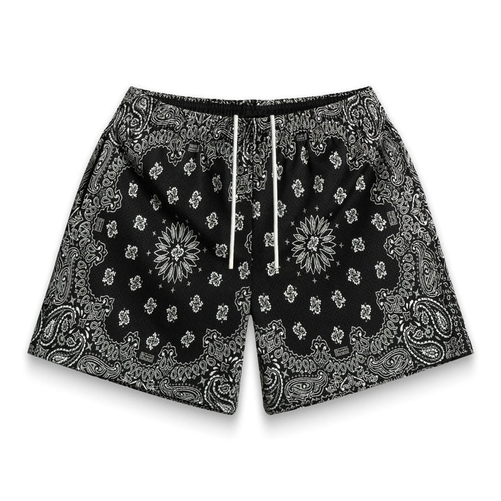 BRAVEST STUDIOS PAISLEY TWO-TONE BLACK SHORTS