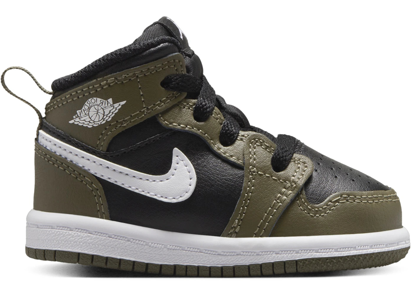 Jordan 1 Mid Black Medium Olive White (TD)