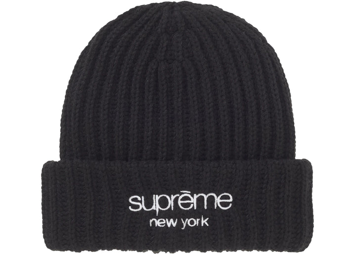 Supreme Chunky Rib Classic Logo Beanie Black