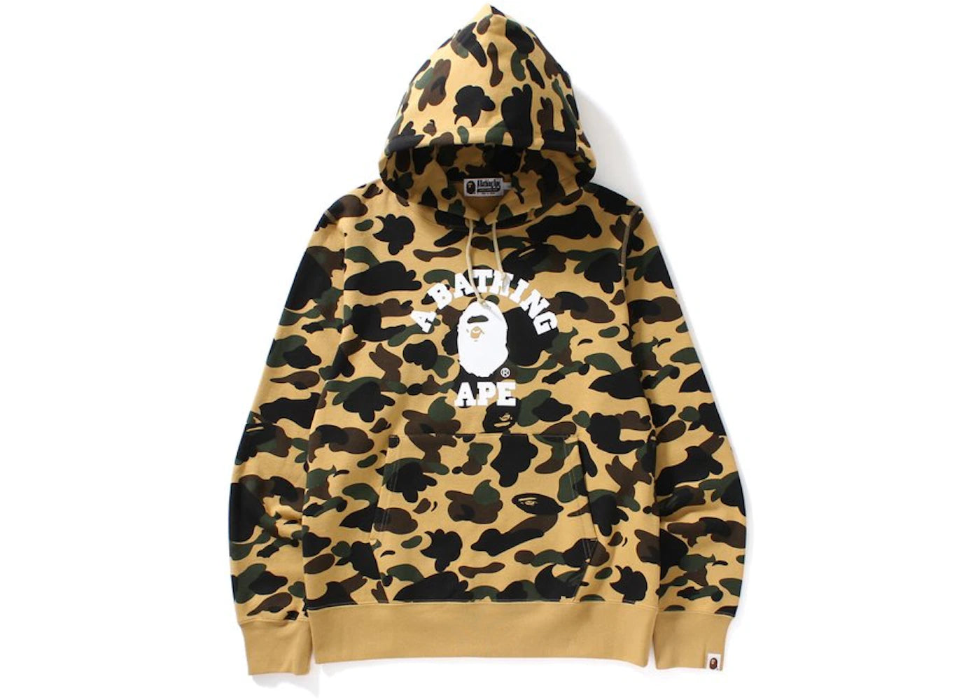 BAPE 1st Camo College Pullover Hoodie Yellow