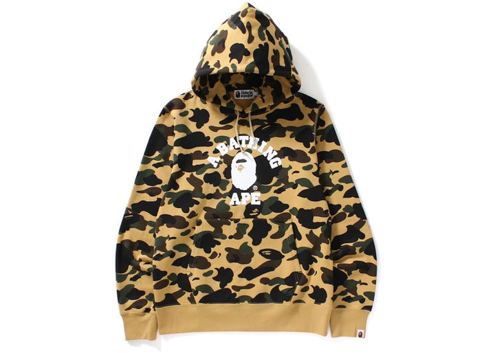 BAPE 1st Camo College Pullover Hoodie Yellow