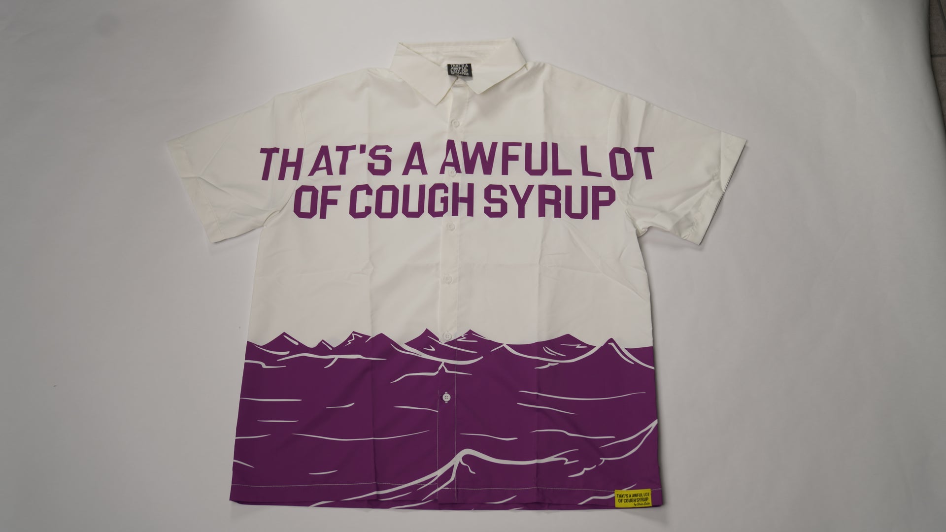 AWFUL LOT OF COUGH SYRUP BUTTON UP WHITE