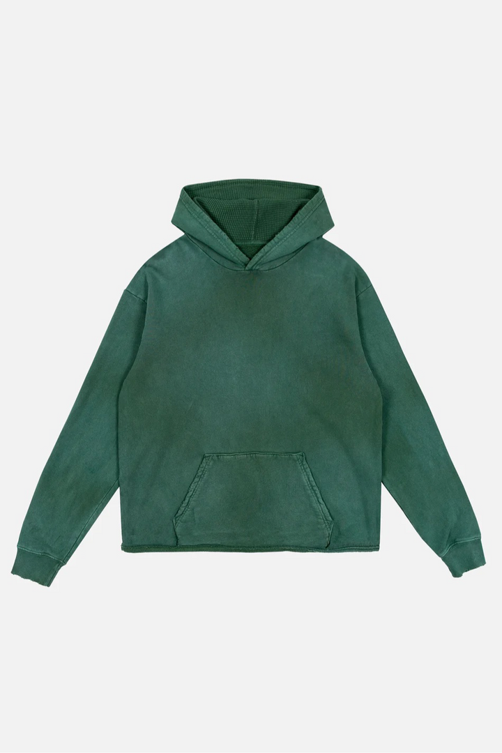 Strawberry Brand Waffle Hoodie Hunter Green