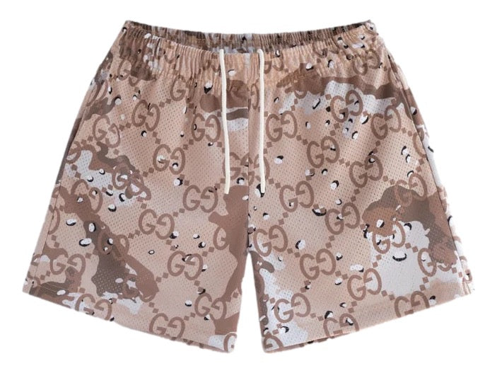 BRAVEST STUDIOS GUCCI BROWN CAMO SHORTS