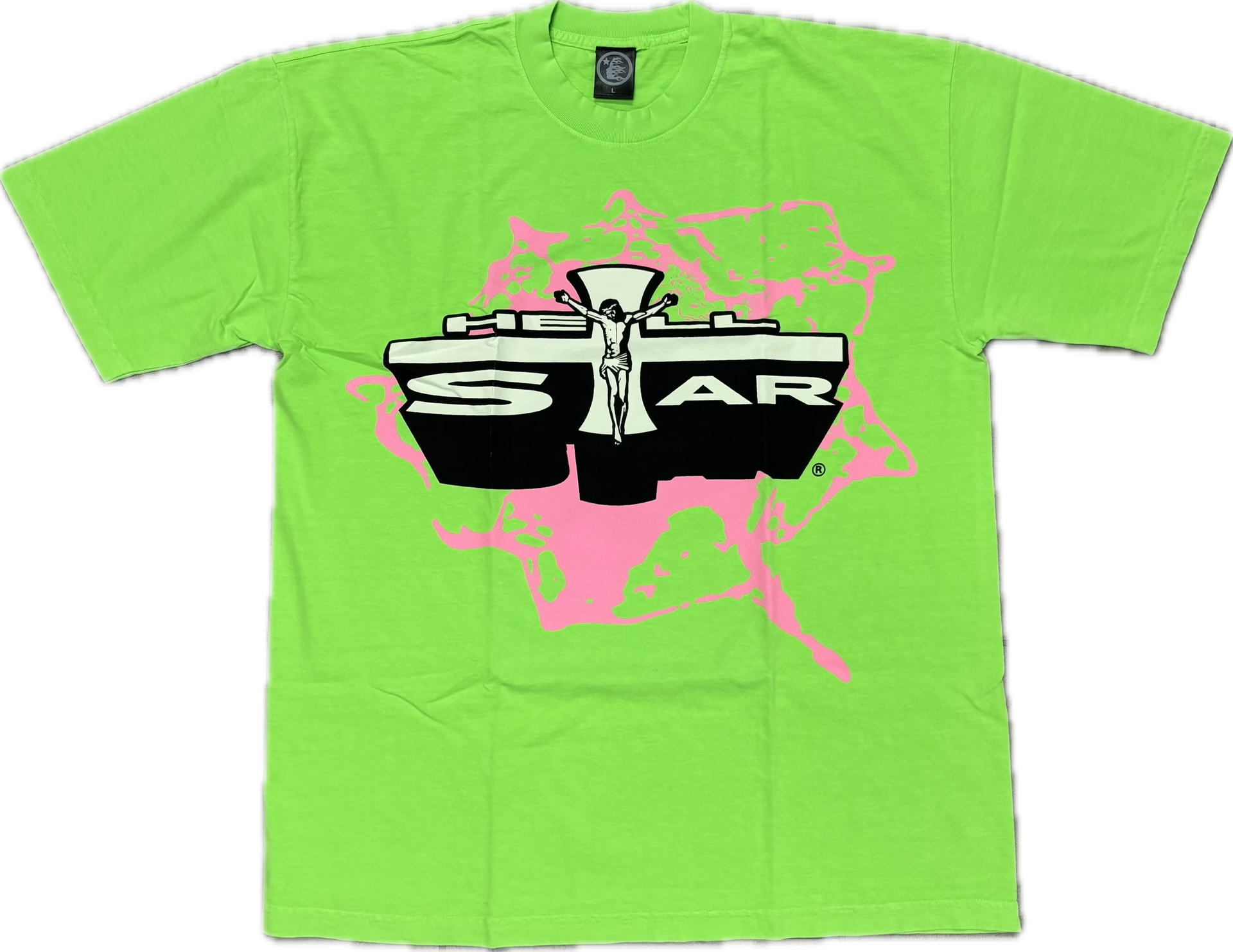HELLSTAR JESUS TEE GREEN PINK