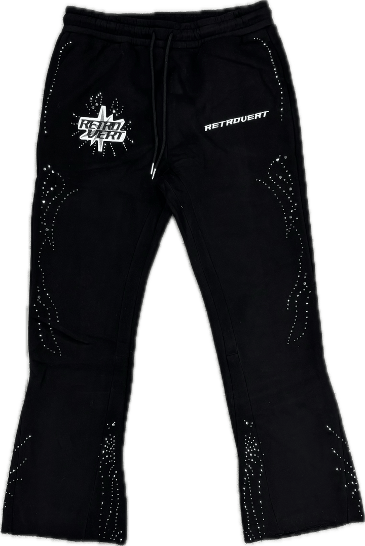 Retrovert Black Rhinestone Sweatpants