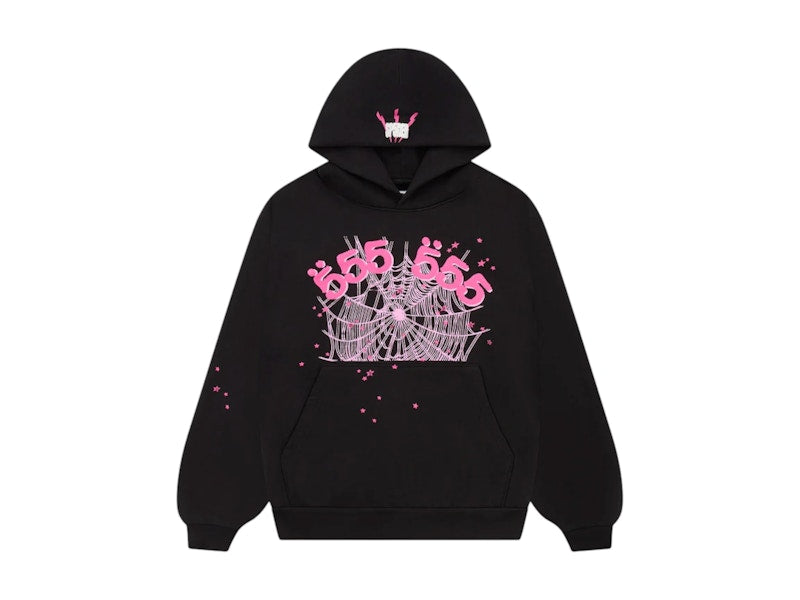 Sp5der Angel Number Hoodie Black