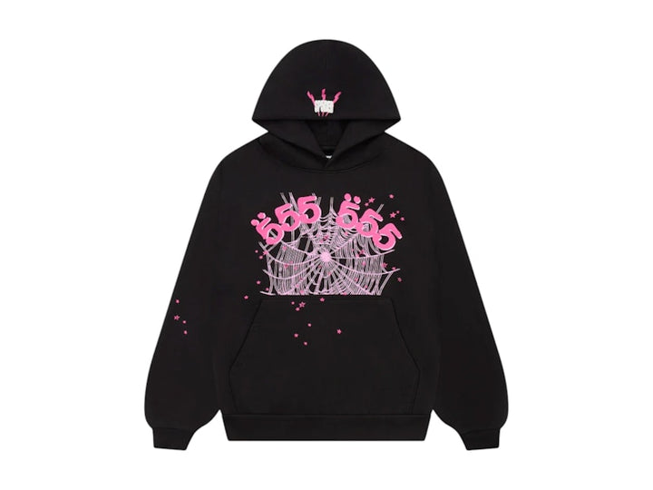 Sp5der Angel Number Hoodie Black