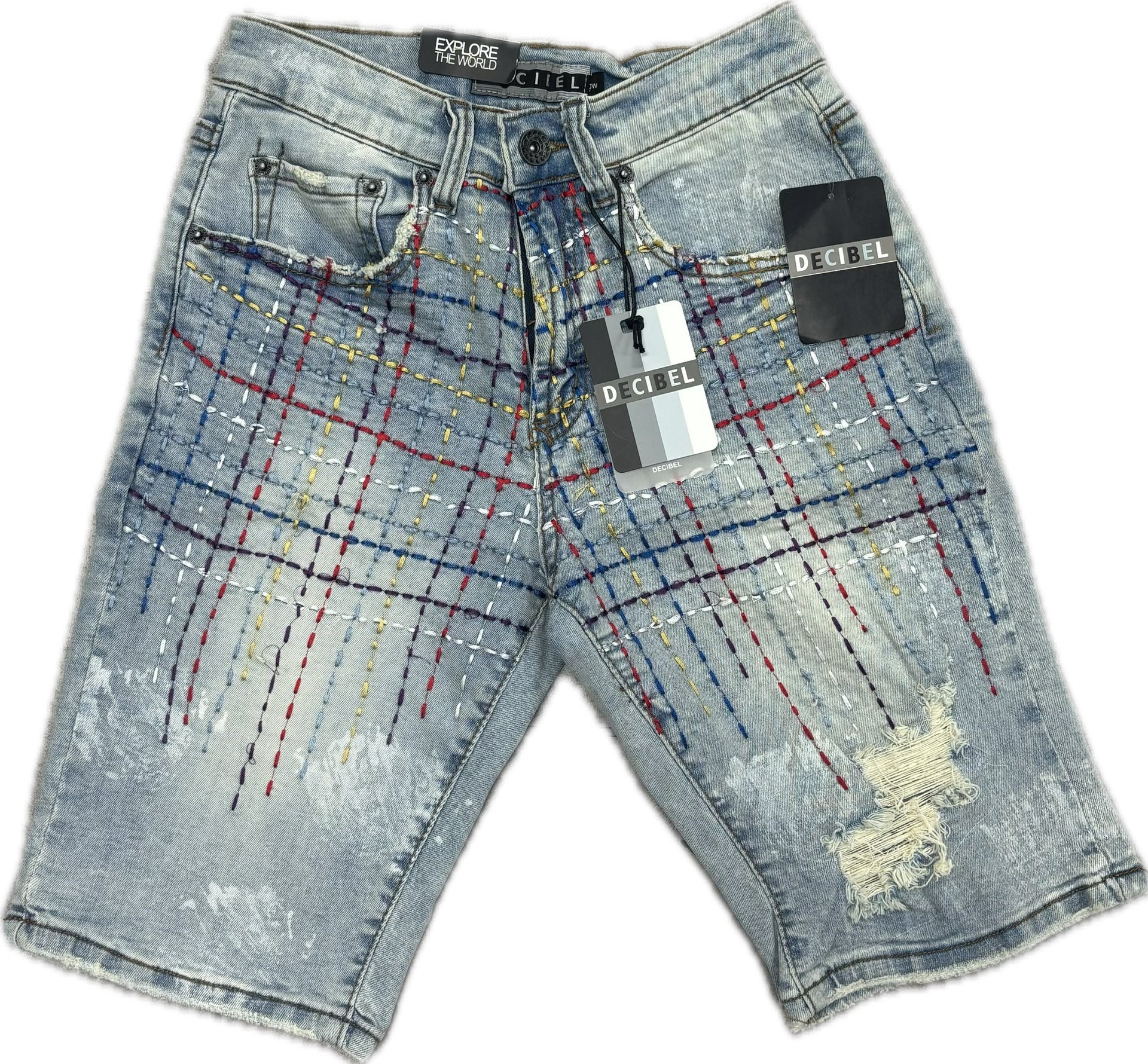 DECIBEL JEAN SHORTS LIGHT WASH MULTI