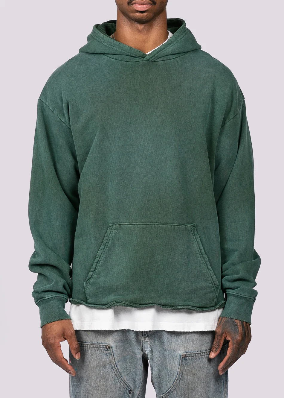 Strawberry Brand Waffle Hoodie Hunter Green