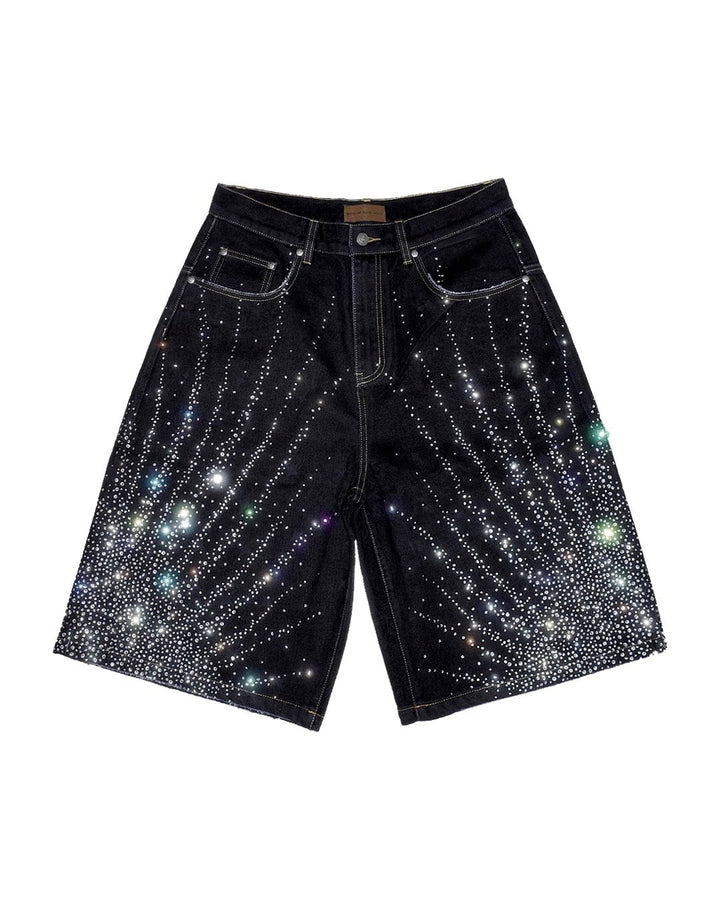 Birth of Royal Child 20K Diamond Starlight Denim Shorts in Black