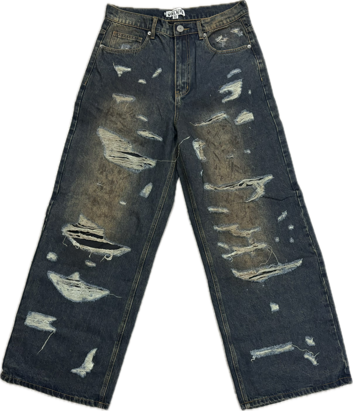 VALE DISTRESSED DARK WASH DENIM