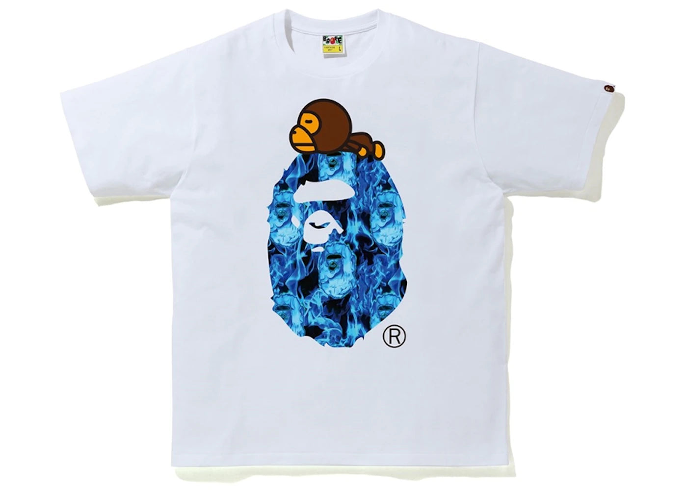 BAPE Flame Milo On Big Ape T-Shirt White/Blue