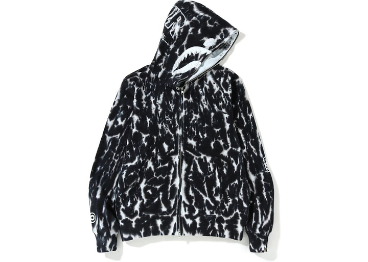 BAPE Tie Dye PONR Shark Wide Full Zip Hoodie Black