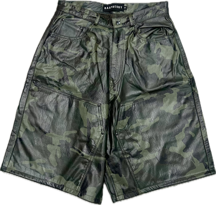 GV GALLERY BARRACK LEATHER CAMO SHORTS