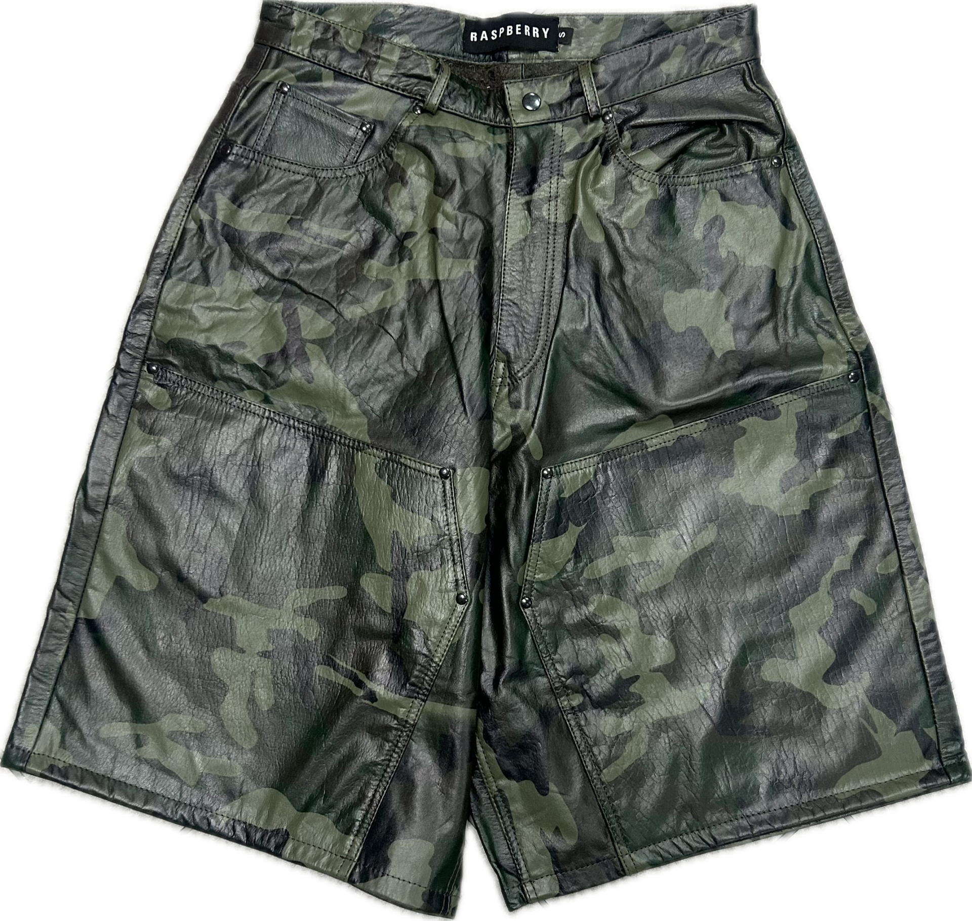 GV GALLERY BARRACK LEATHER CAMO SHORTS