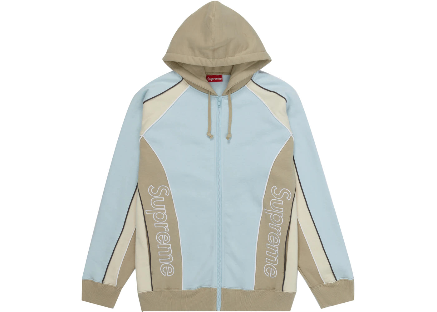 Supreme Track Paneled Zip Up Hooded Sweatshirt Pale Blue