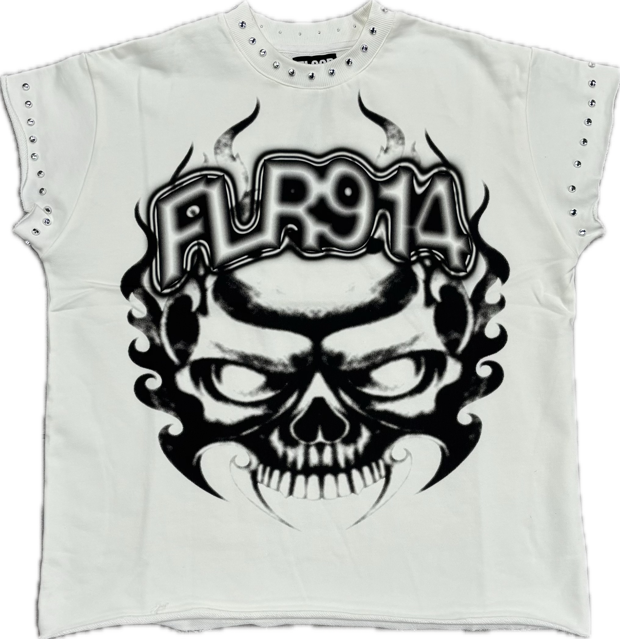 FLOOR 914 SKULL CUT OFF TEE WHITE
