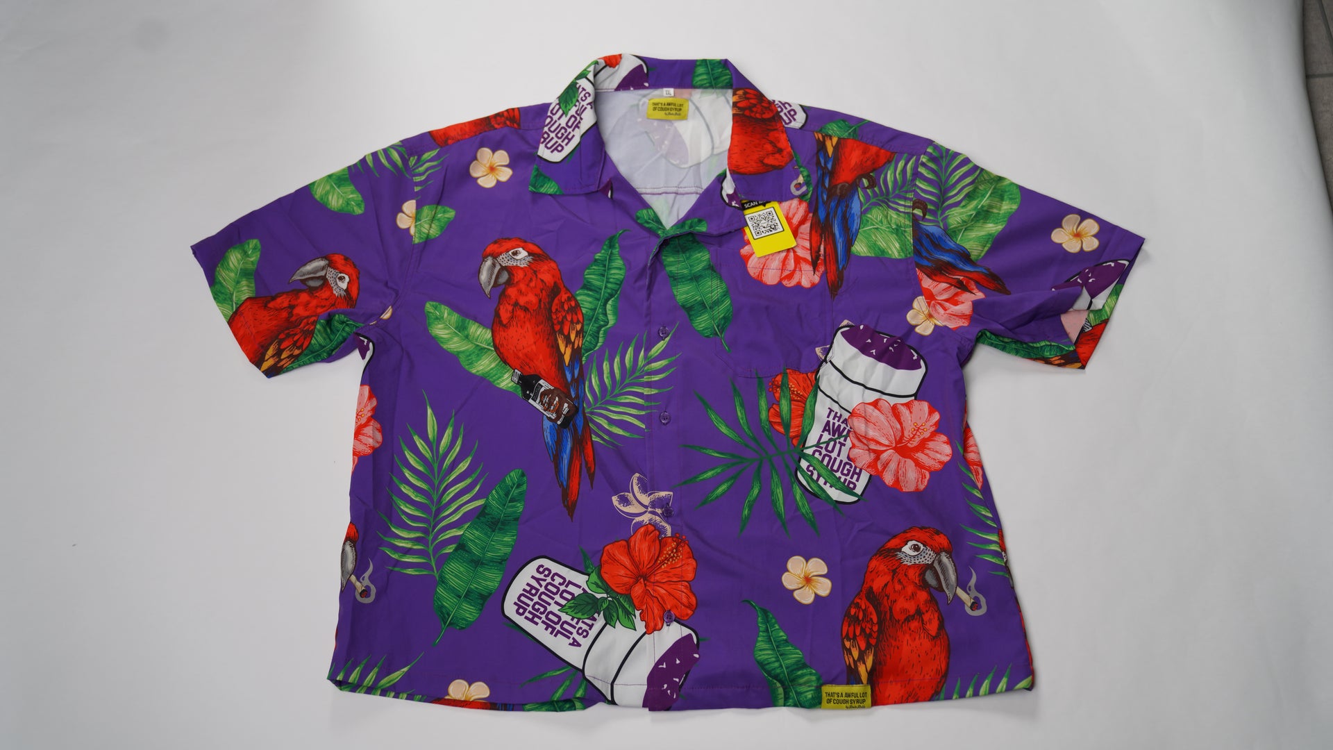 AWFUL LOT OF COUGH SYRUP BUTTON UP PURPLE
