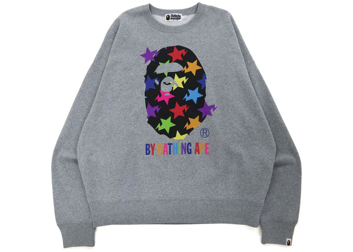 BAPE Sta Pattern By Bathing Ape Loose Fit Crewneck Grey